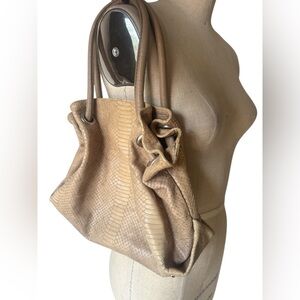 Furla snakeskin bag cream colored genuine leather